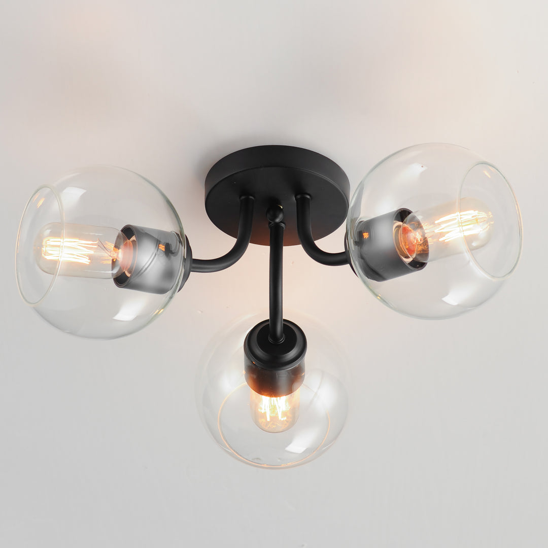 Knox 3-Light Semi-Flush Mount Black alternate view