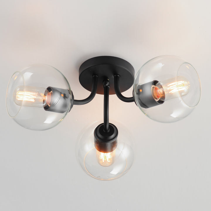 Knox 3-Light Semi-Flush Mount Black alternate view