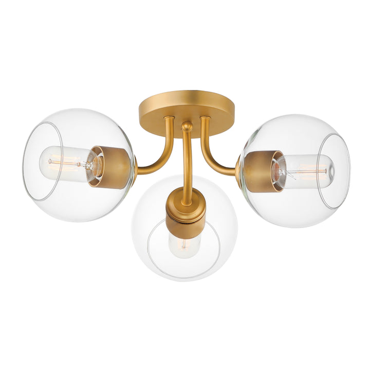 Knox 3-Light Semi-Flush Mount Natural Aged Brass