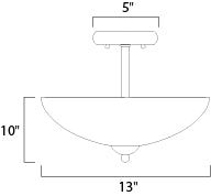 Taylor 2-Light Semi-Flush Mount dimensions diagram