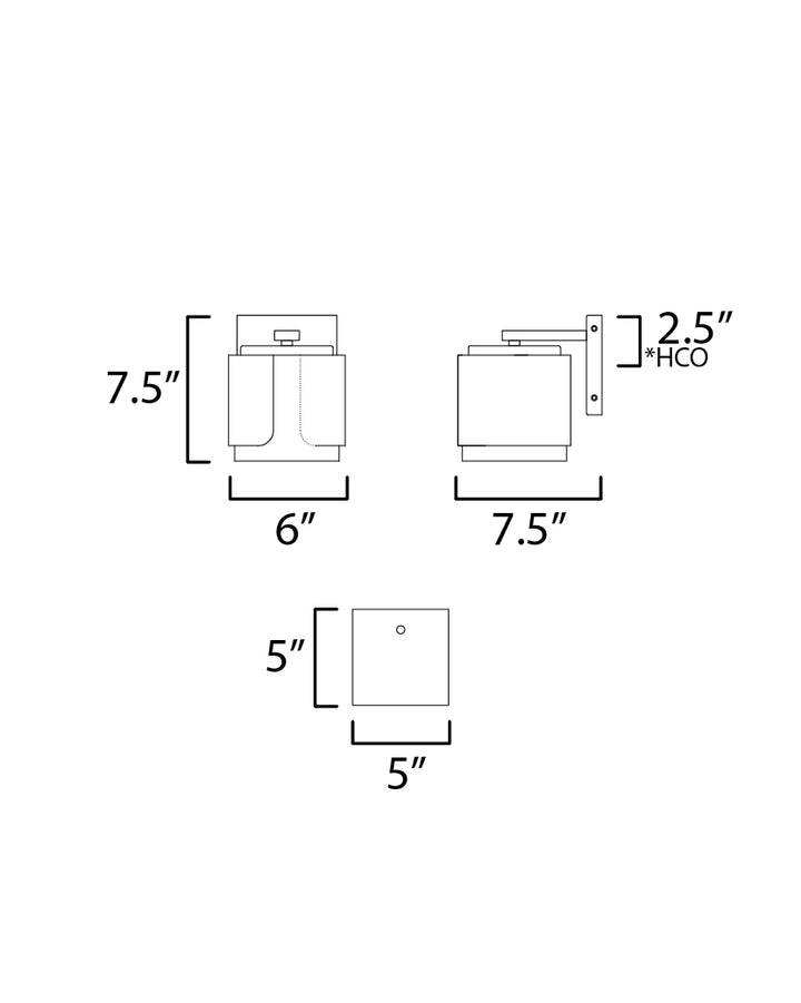 Draughtsman Wall Sconce dimensions diagram