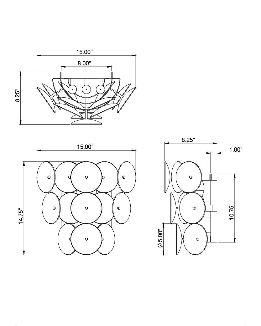 Loren Wall Sconce dimensions diagram