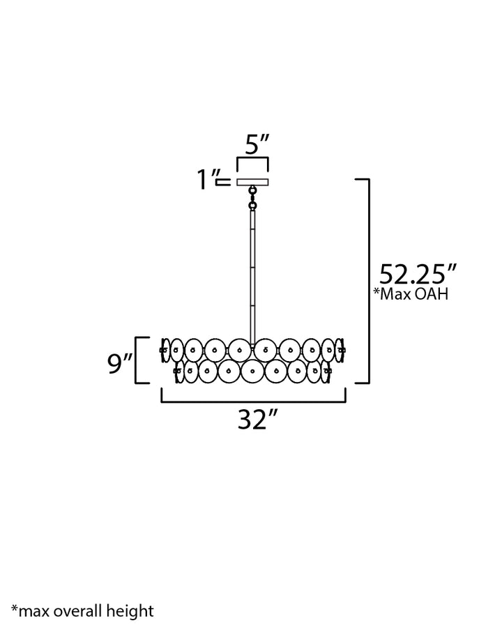 Loren Chandelier dimensions diagram