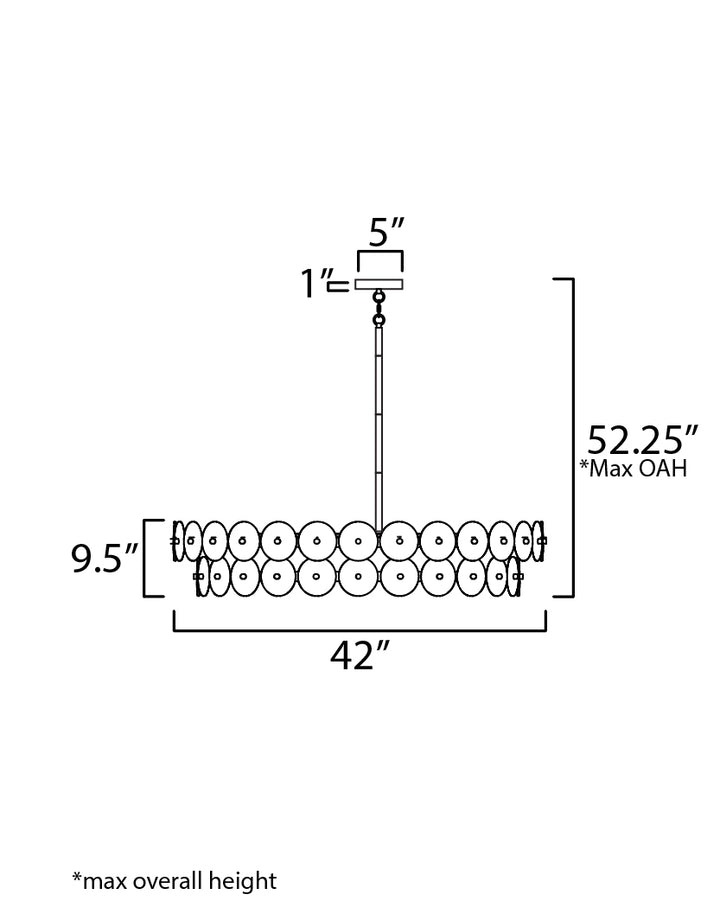Loren Chandelier dimensions diagram