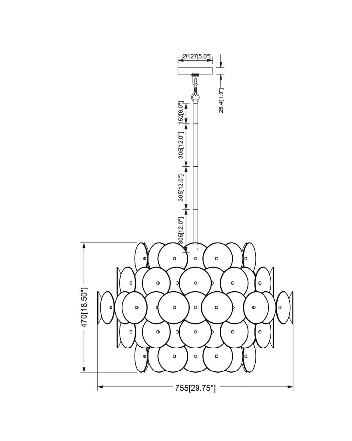 Loren Chandelier dimensions diagram