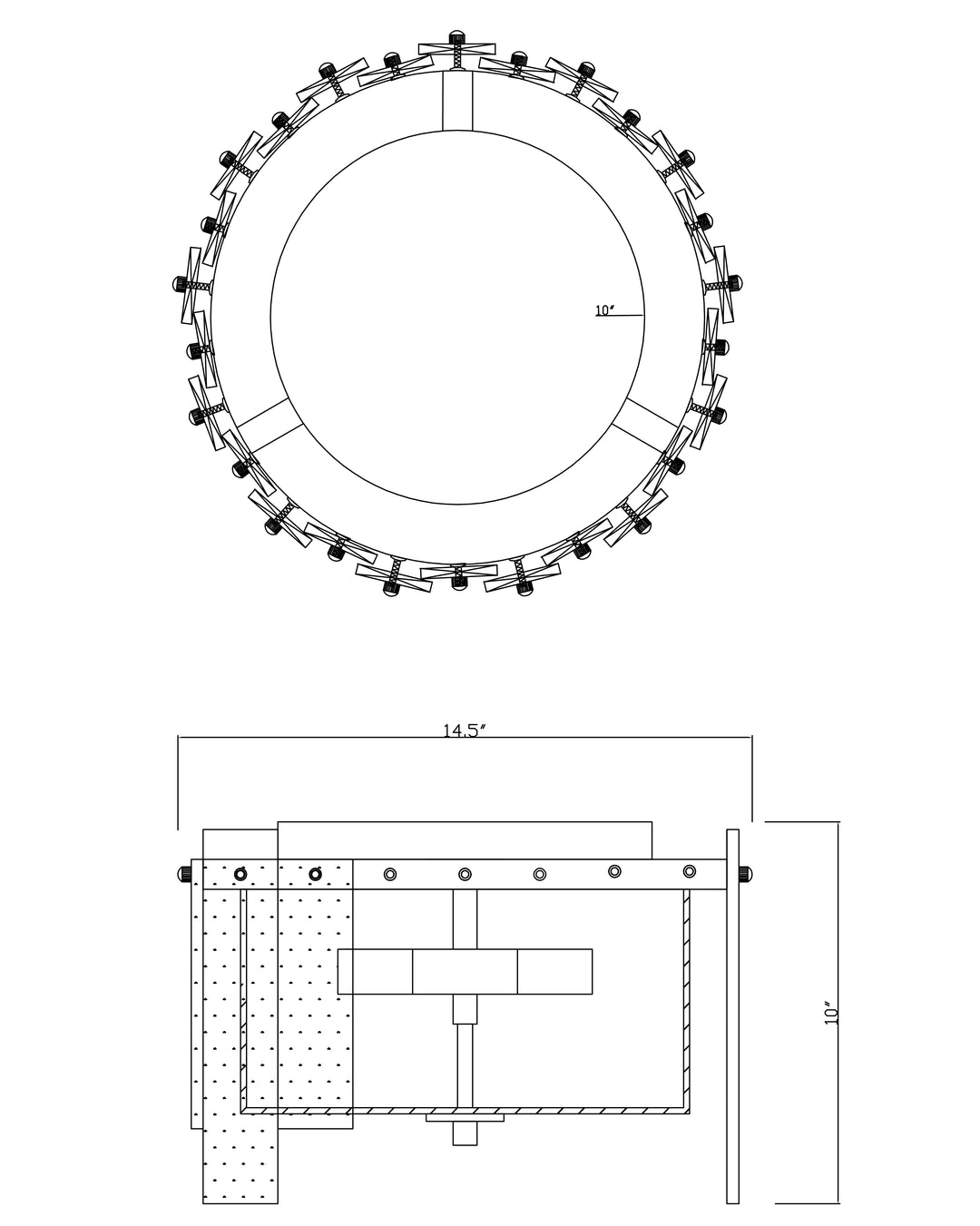 Warren 2-Light Flush Mount dimensions diagram