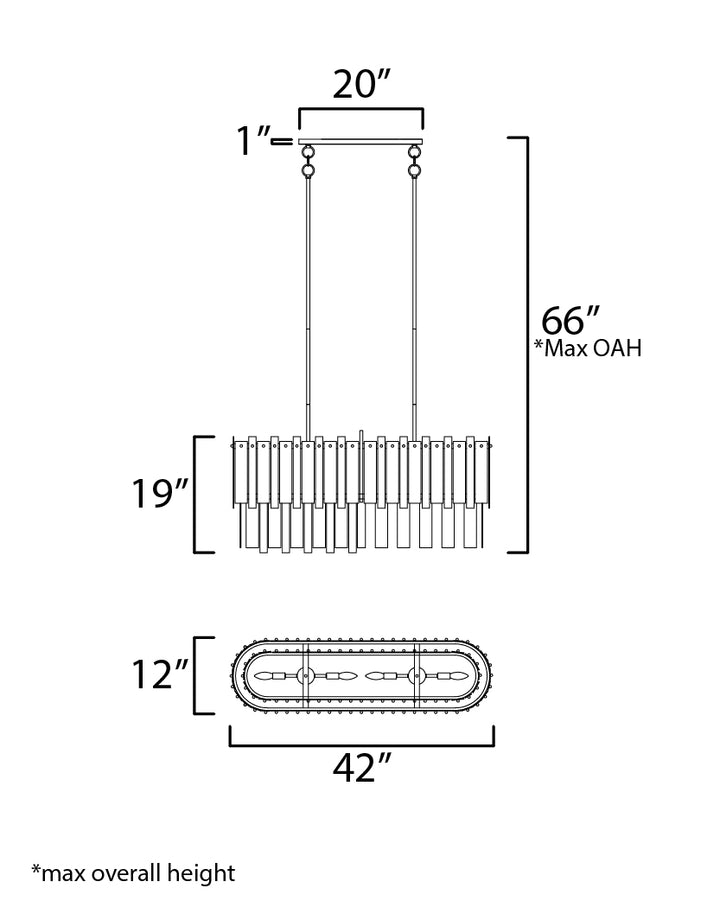 Warren 8-Light Linear dimensions diagram