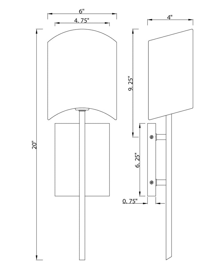 Martel 1-Light Wall Sconce dimensions diagram