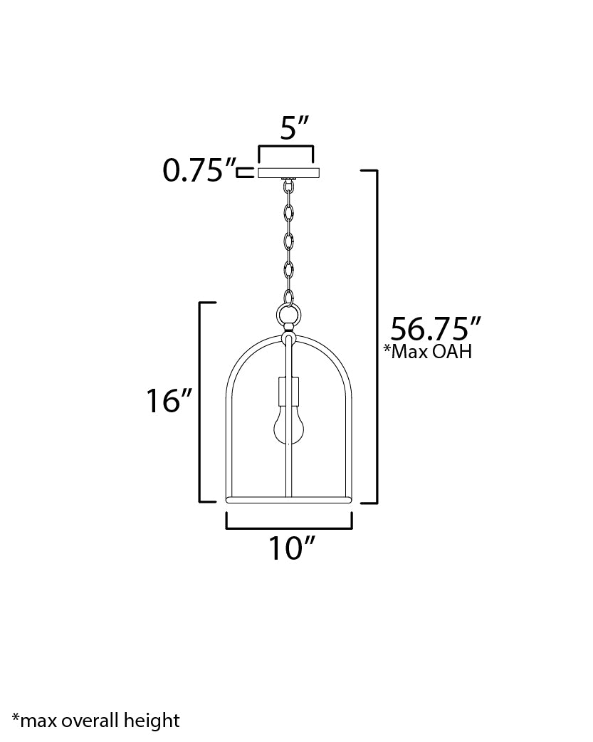 Martel 1-Light Pendant dimensions diagram