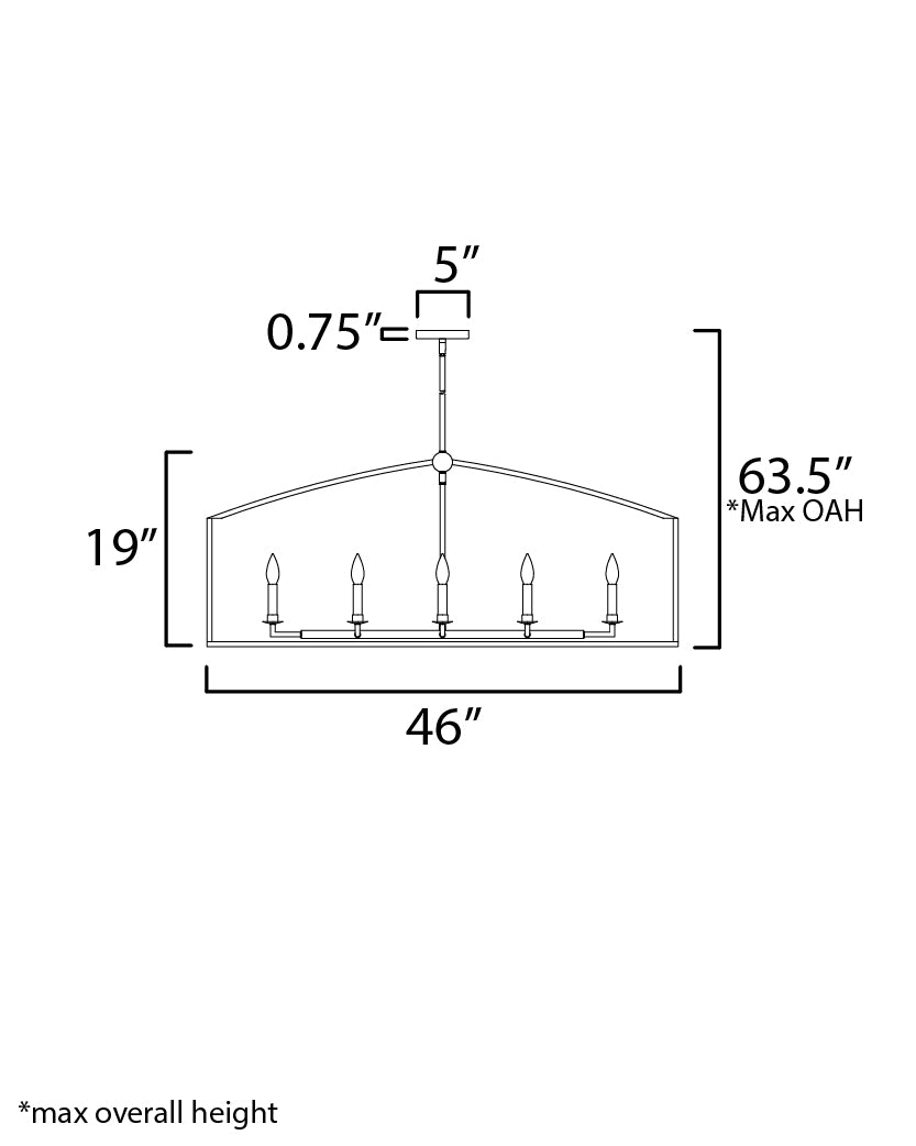 Martel 8-Light Linear Chandelier dimensions diagram
