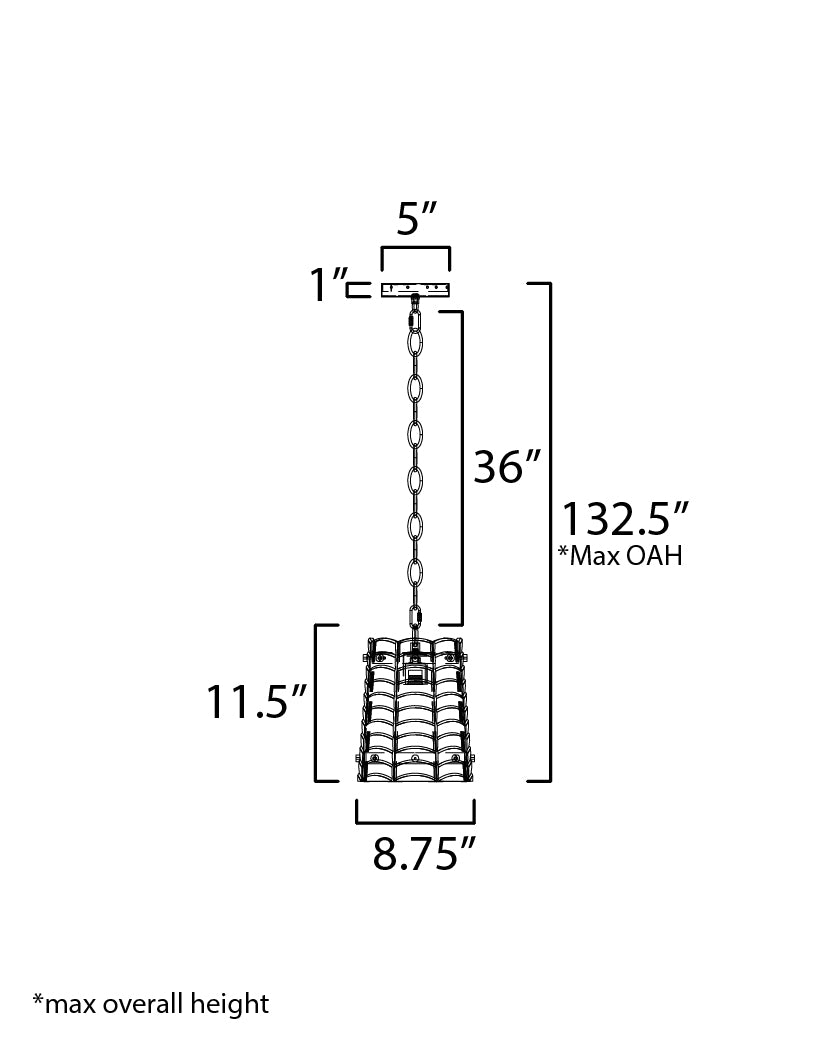 Ruche Pendant dimensions diagram