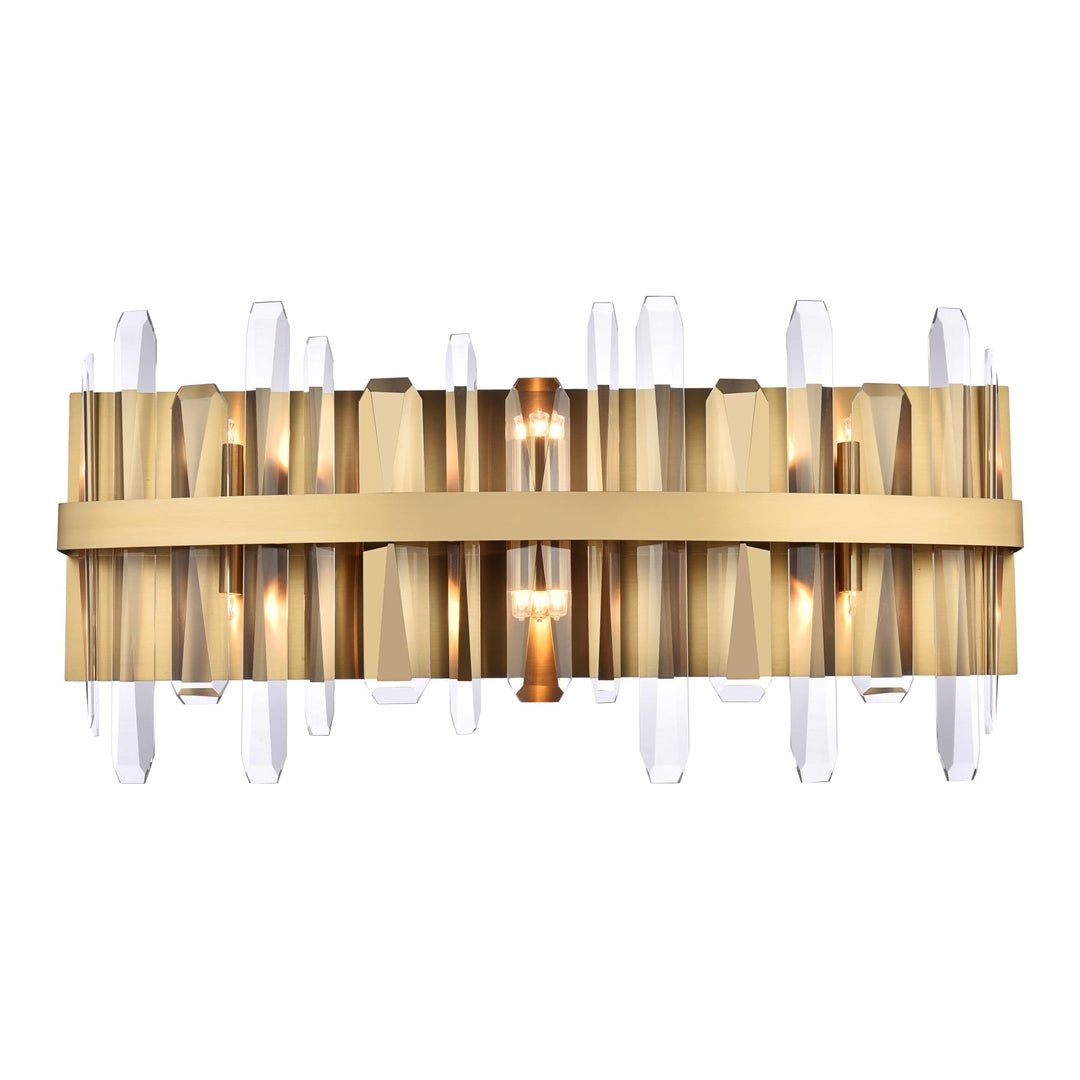 Serena Crystal Vanity Light in Satin Gold by Elegant