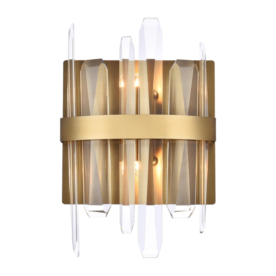 Serena Crystal Vanity Light in Satin Gold by Elegant