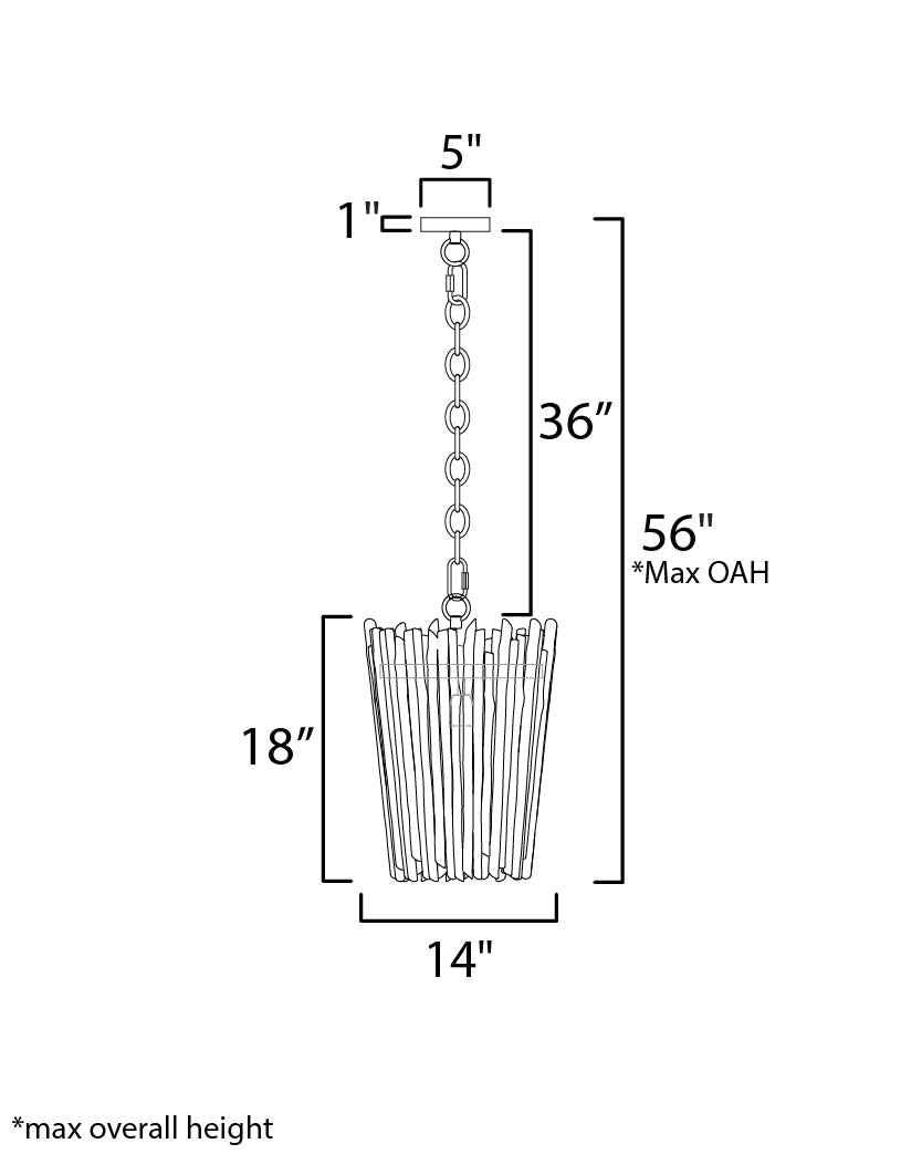 Baywood 1-Light Pendant dimensions diagram