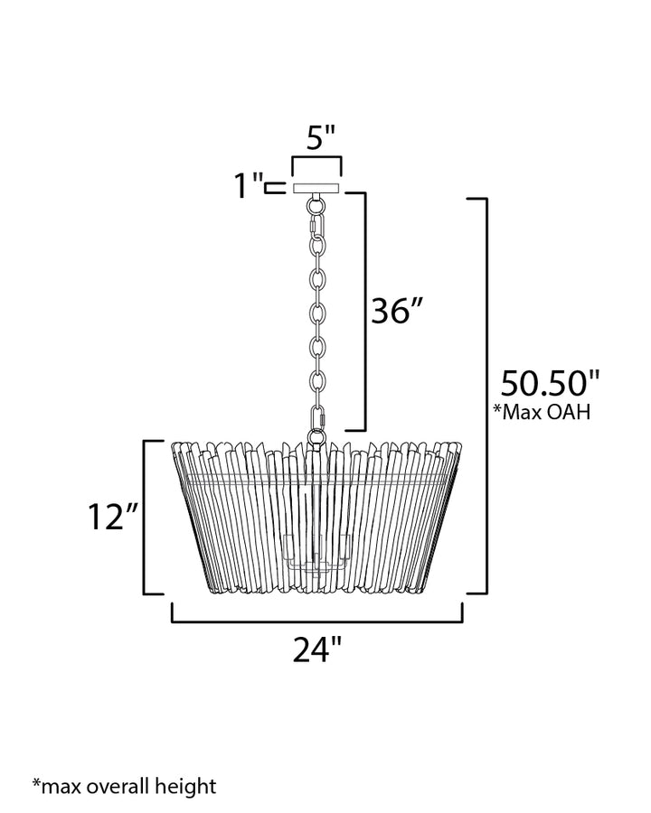 Baywood DriftWood Chandelier dimensions diagram