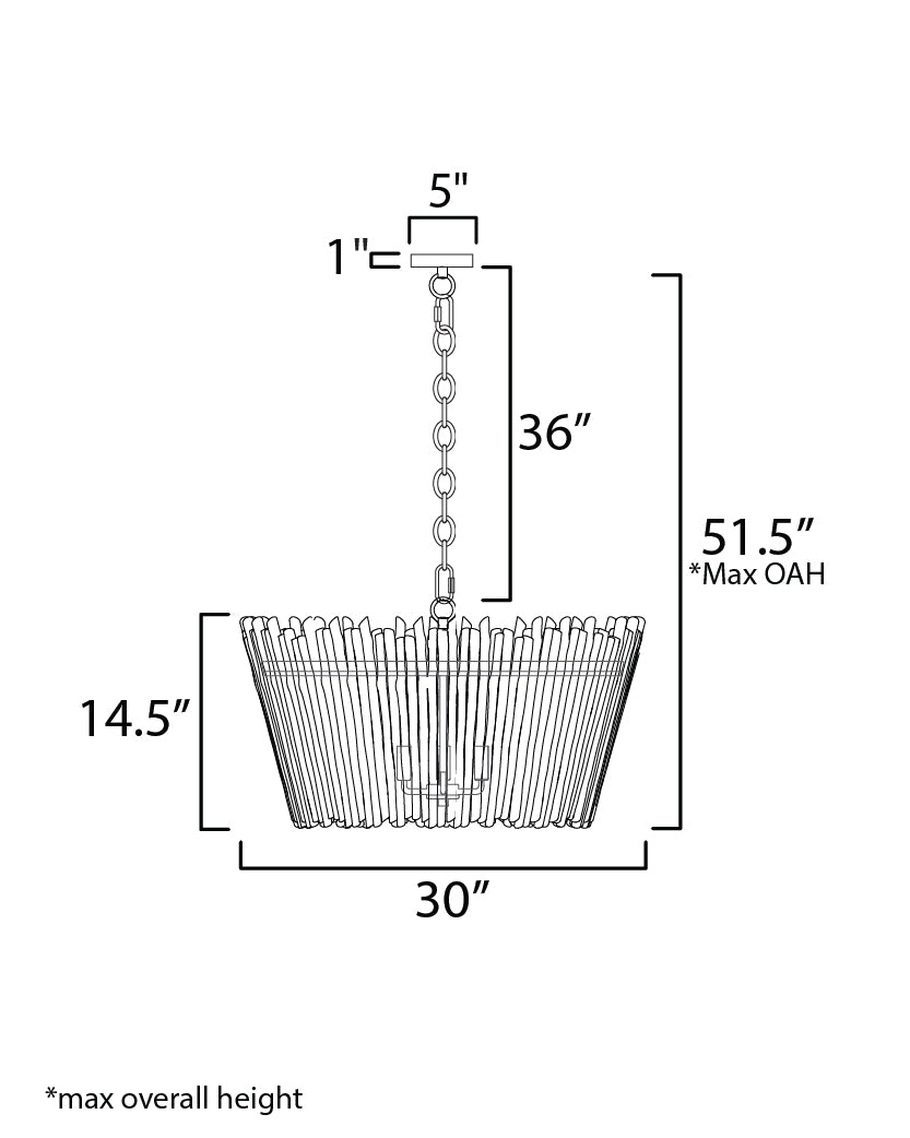 Baywood DriftWood Chandelier dimensions diagram