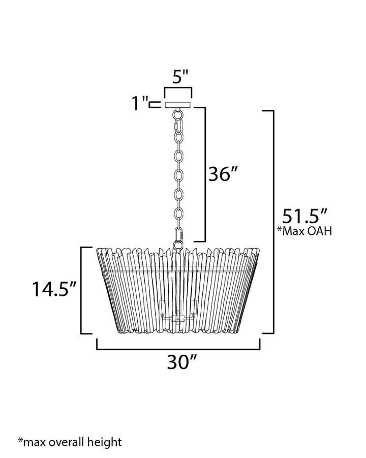 Baywood DriftWood Chandelier dimensions diagram