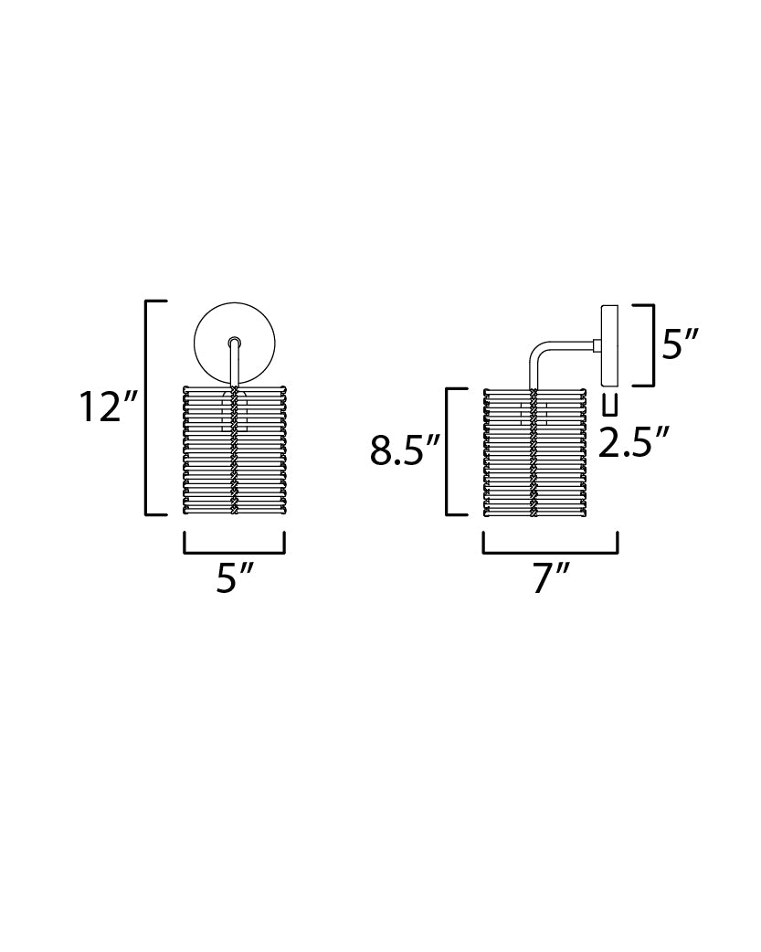 Vannerie 1-Light Wall Sconce dimensions diagram
