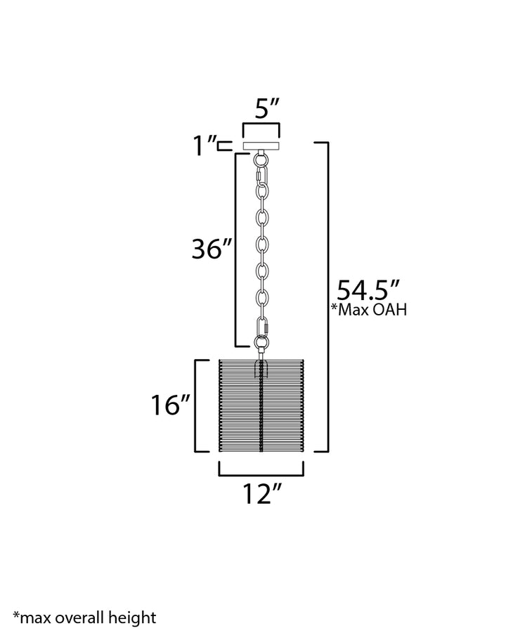 Vannerie 1-Light Large Pendant dimensions diagram