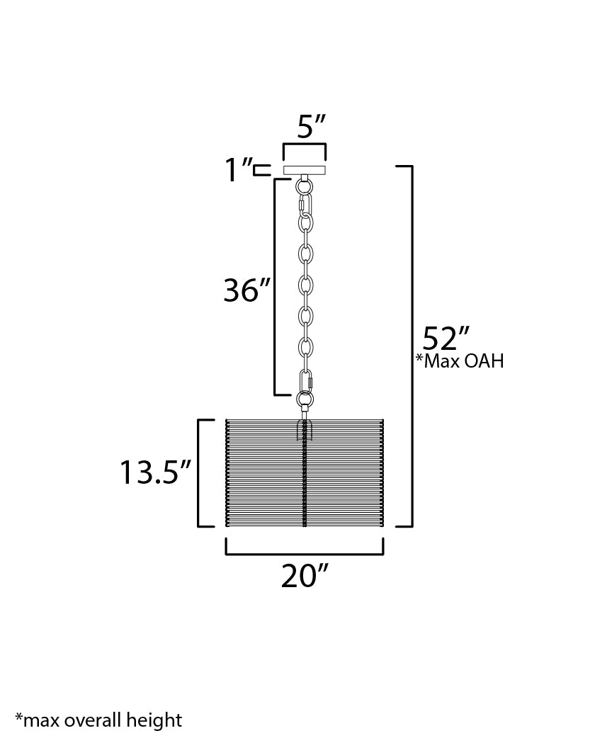Vannerie 4-Light Pendant dimensions diagram