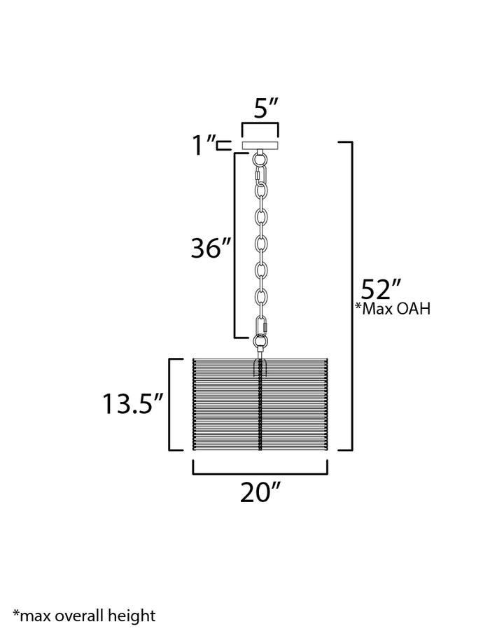 Vannerie 4-Light Pendant dimensions diagram