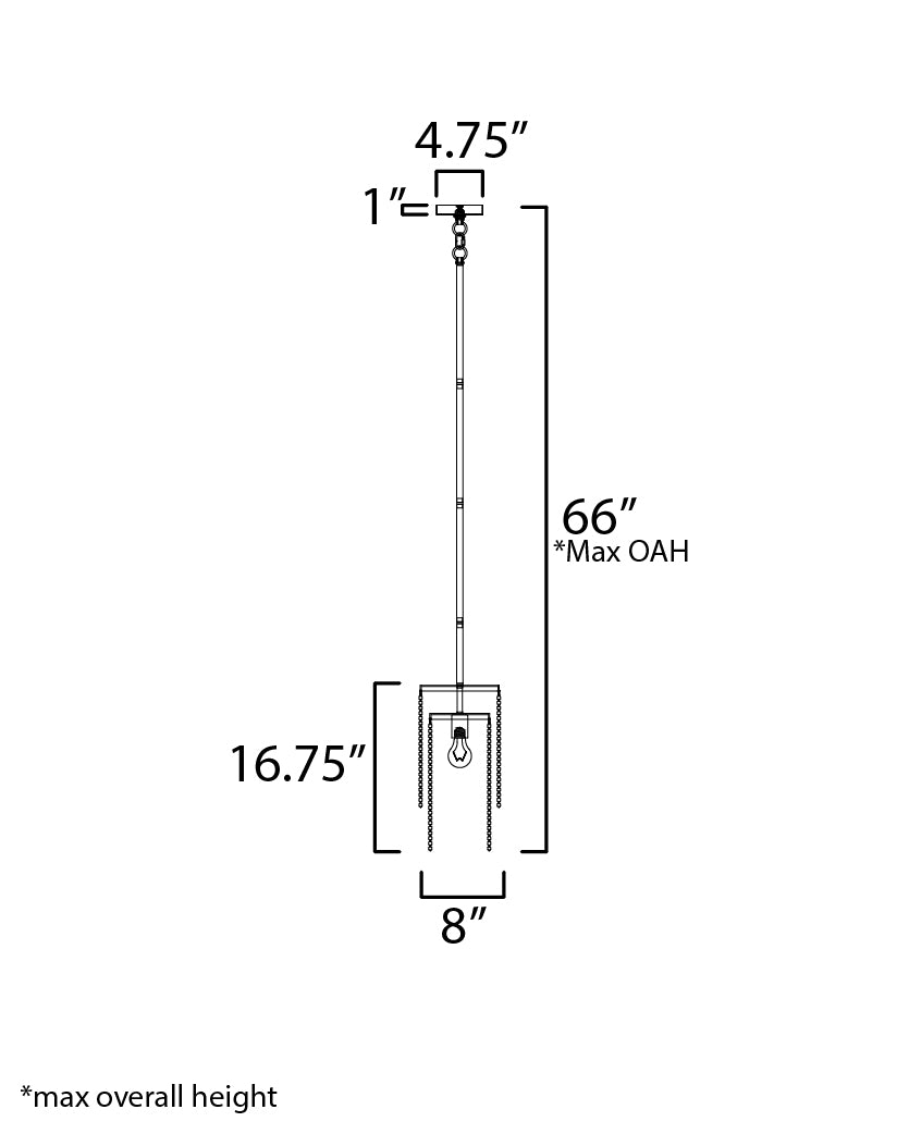 Fontaine 1-Light Pendant dimensions diagram