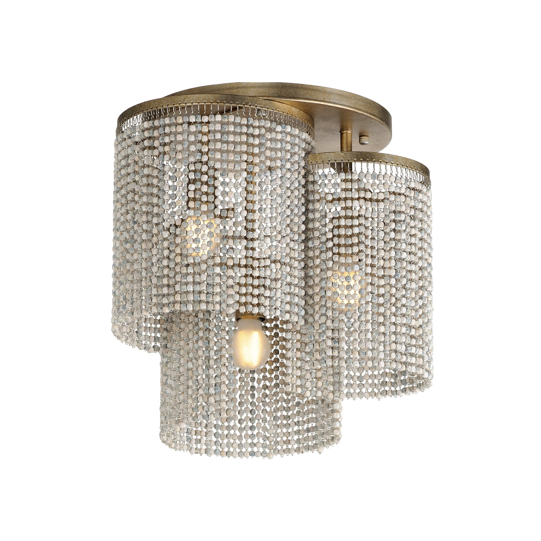 Fontaine 3-Light Flush Mount Weathered Wood / Golden Silver