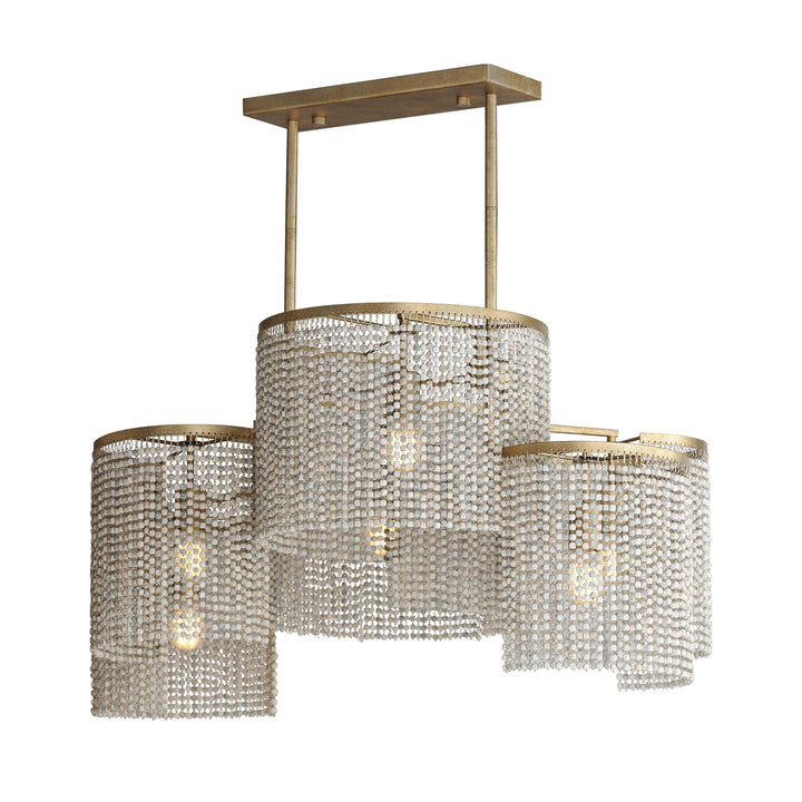 Fontaine 6-Light Linear Pendant Weathered Wood / Golden Silver