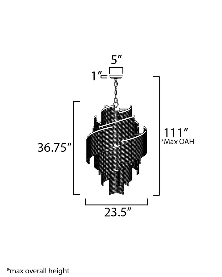 Fontaine 7-Light Chandelier dimensions diagram