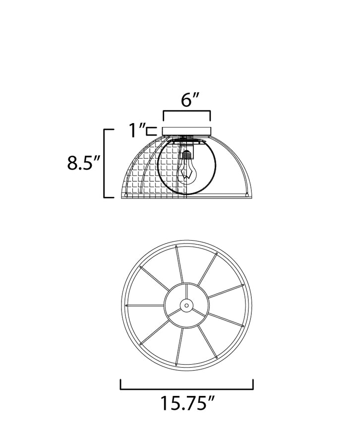 Cestino 1-Light Flush Mount dimensions diagram