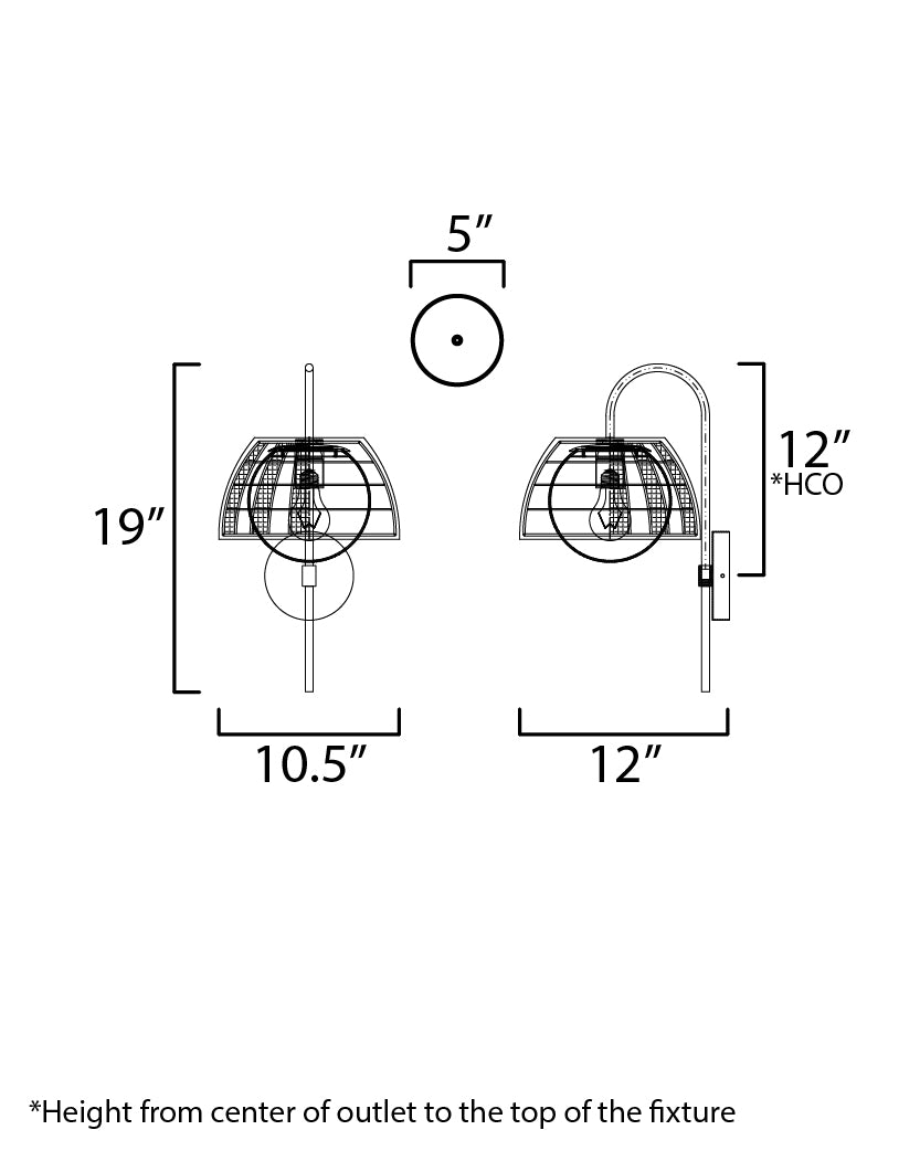 Macrame 1-Light Wall Sconce dimensions diagram
