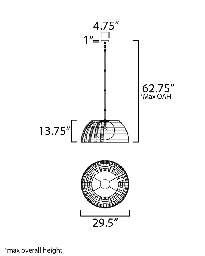 Macrame 1-Light Pendant dimensions diagram