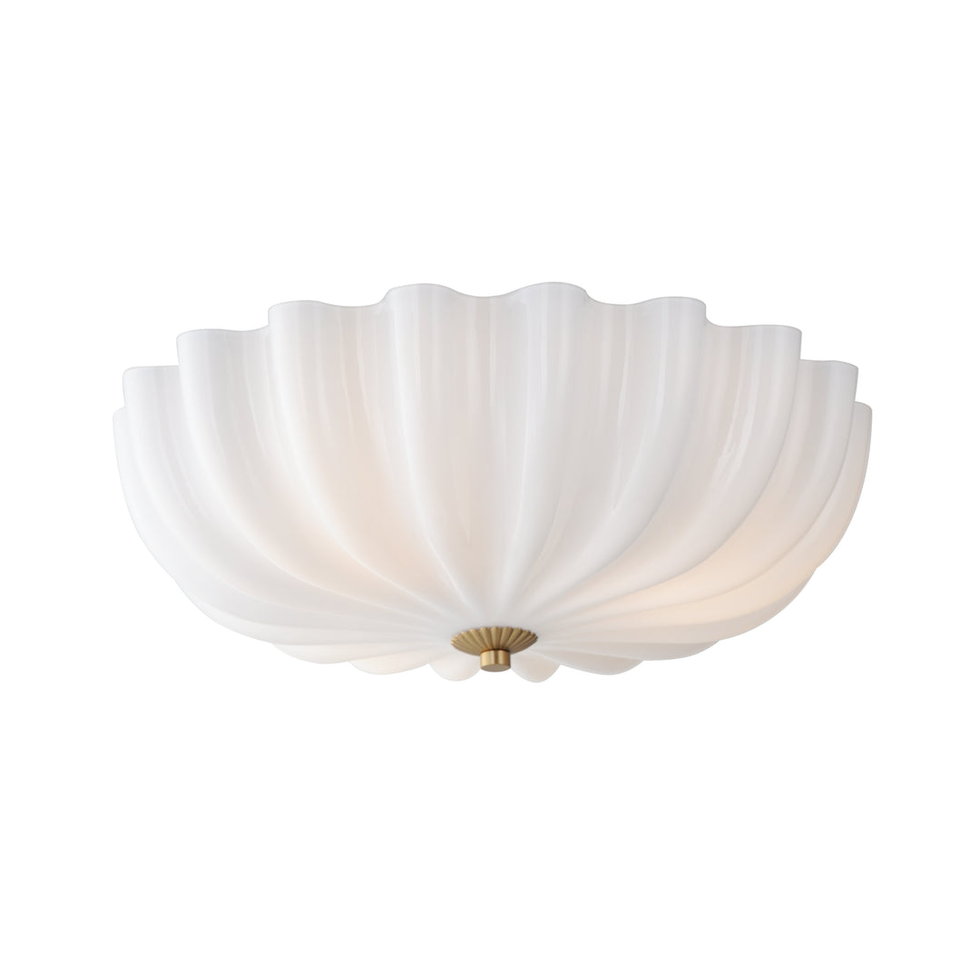 Bundt 15" Flush Mount White / Natural Aged Brass
