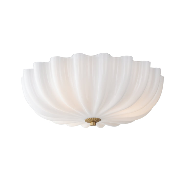 Bundt 15" Flush Mount White / Natural Aged Brass