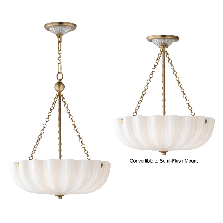Bundt 15" Pendant / Semi-Flush Mount White / Natural Aged Brass alternate view