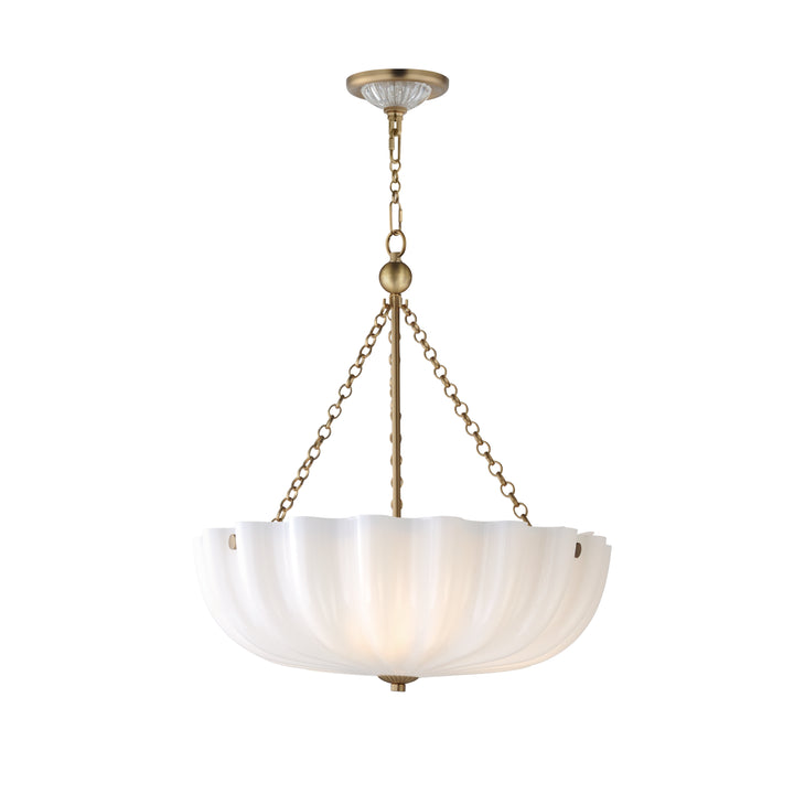 Bundt 17.5" Pendant / Semi-Flush Convertible White / Natural Aged Brass