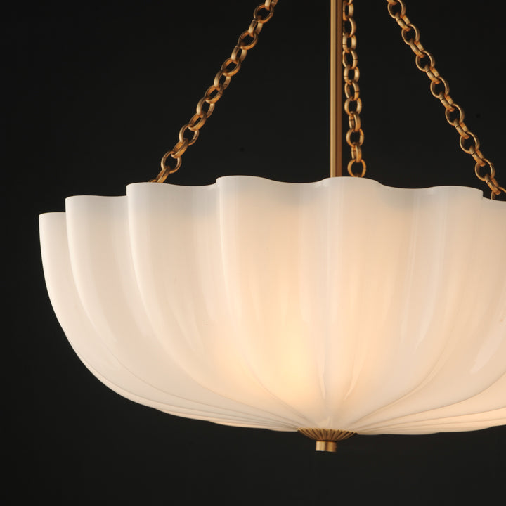 Bundt 17.5" Pendant / Semi-Flush Convertible White / Natural Aged Brass alternate view