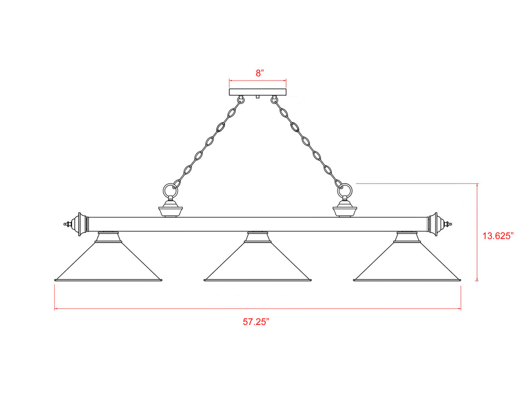 Cordon - 3 Light Billiard Light (2306-3MB-AWL14)