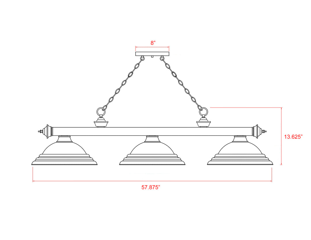 Cordon - 3 Light Billiard Light (2306-3MB-RB)