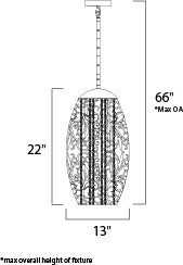 Arabesque Pendant dimensions diagram