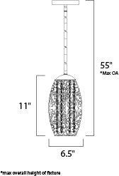 Arabesque 1-Light Mini Pendant dimensions diagram