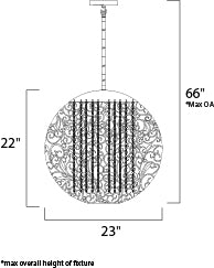 Arabesque Pendant dimensions diagram
