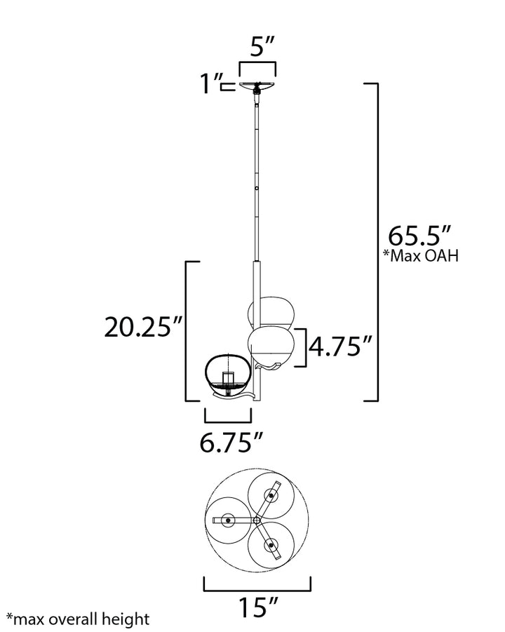 Lucerne Chandelier dimensions diagram
