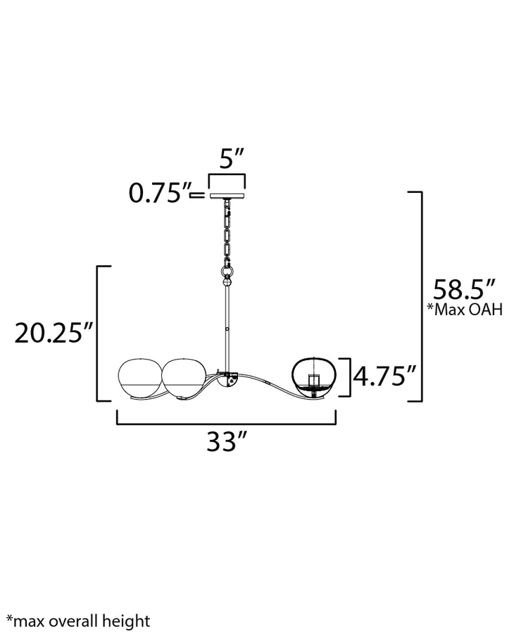 Lucerne Chandelier dimensions diagram