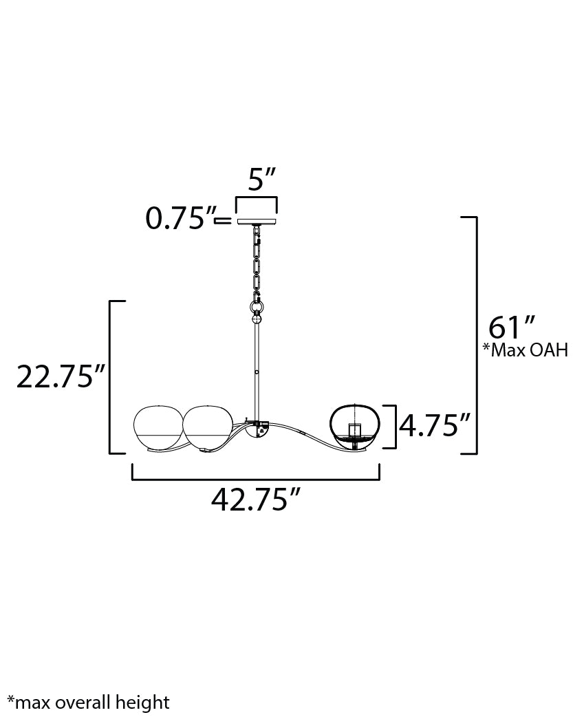 Lucerne Chandelier dimensions diagram