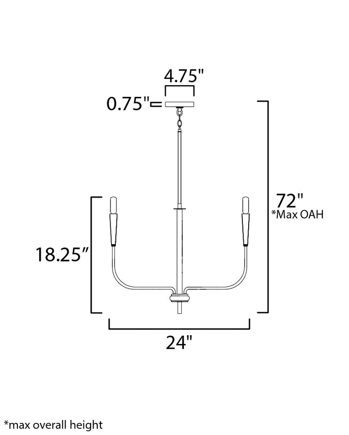 Vela Chandelier dimensions diagram