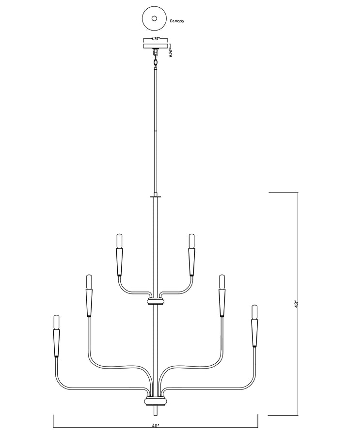 Vela Chandelier dimensions diagram