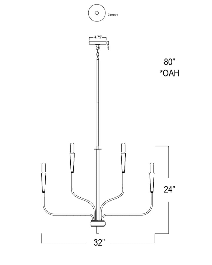 Vela Chandelier dimensions diagram