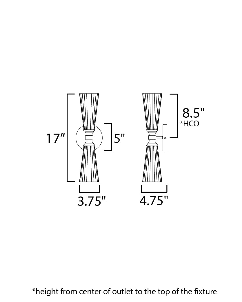Krevat 2-Light Wall Sconce dimensions diagram