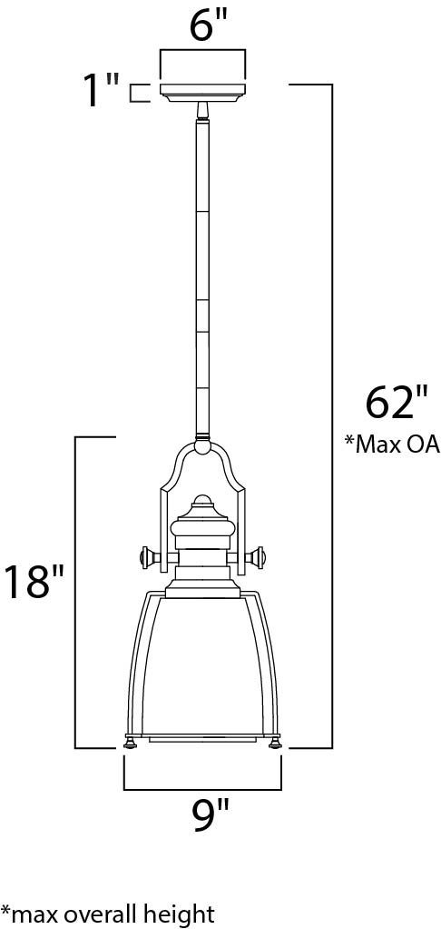 Hi-Bay 1-Light Pendant dimensions diagram